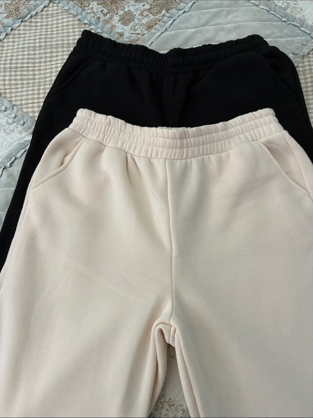Woman’s Casual Sweatpants - Black & Light Cream with wide leg